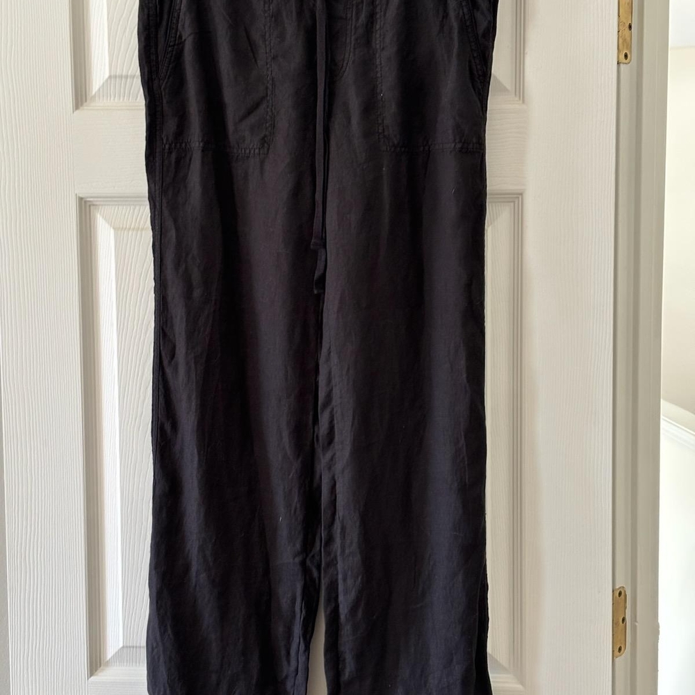 Caslon Small  Black Linen Wide Leg Women's Pants Nwt